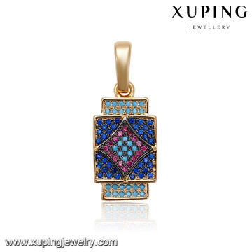 33113 Xuping fashionable square shaped pendant elegant 2 gram gold jewellery for free sample